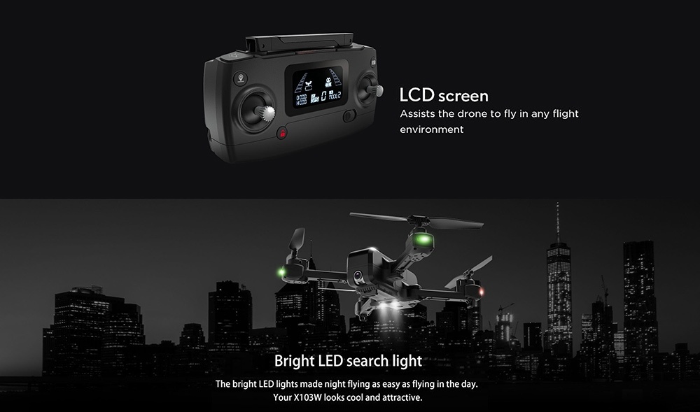 MJX X103W 5G WIFI GPS Foldable RC Quadcopter with 2K Camera Single-axis Mechanical Gimbal RTF - Two Batteries
