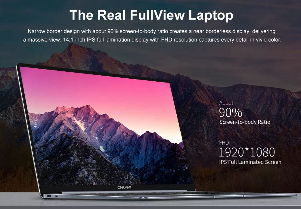 Chuwi Lapbook Pro Laptop Intel Gemini Lake N4100 Quad Core 14.0" IPS 1920*1080 Windows 10 4GB RAM 64GB ROM - Grey