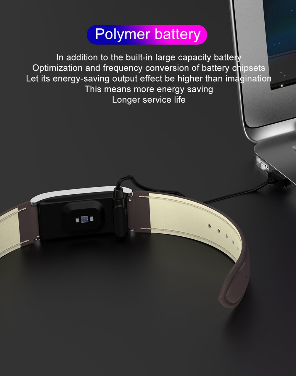 Makibes AK12 Smart Bracelet 1.14 Inches Screen IP68 Water Resistant Heart Rate Blood Pressure Monitor Fitness Tracker Silicone Strap - Black