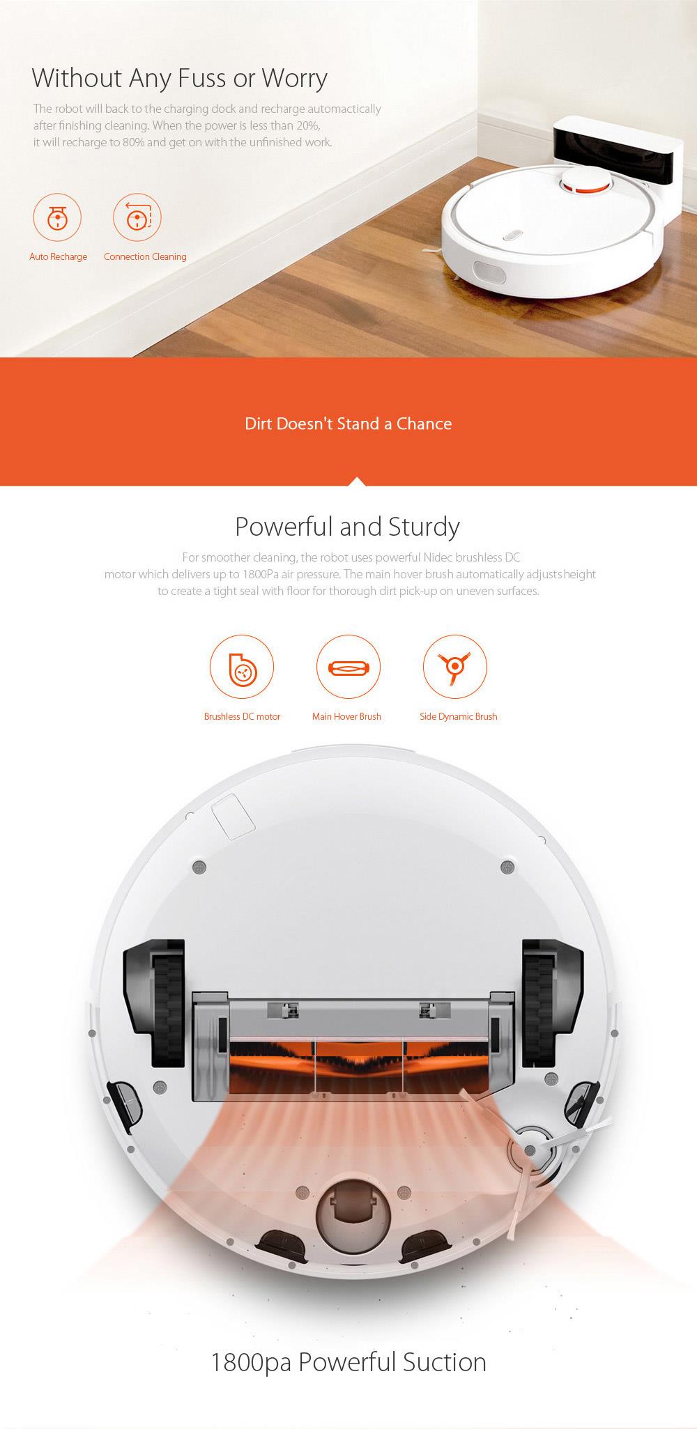 Xiaomi Mi Robot Vacuum Cleaner With Laser Guidance System Powerful Suction LDS Path Planning 5200mAh Battery