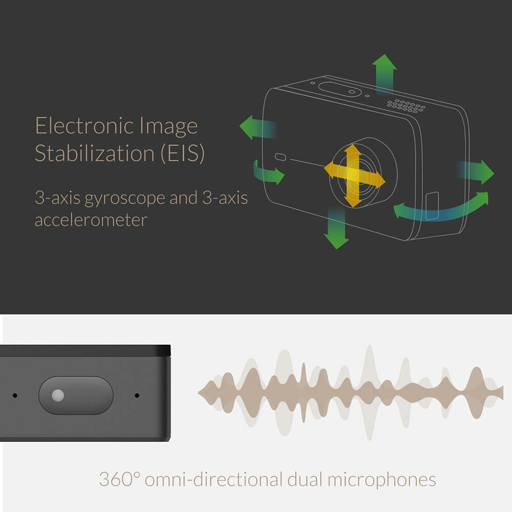 Xiaomi YI 4K Action Camera II 2.19" Retina Screen Ambarella A9SE75 Sony IMX377 12MP155 Degree Wide Angle Sport Camera International Version - Black