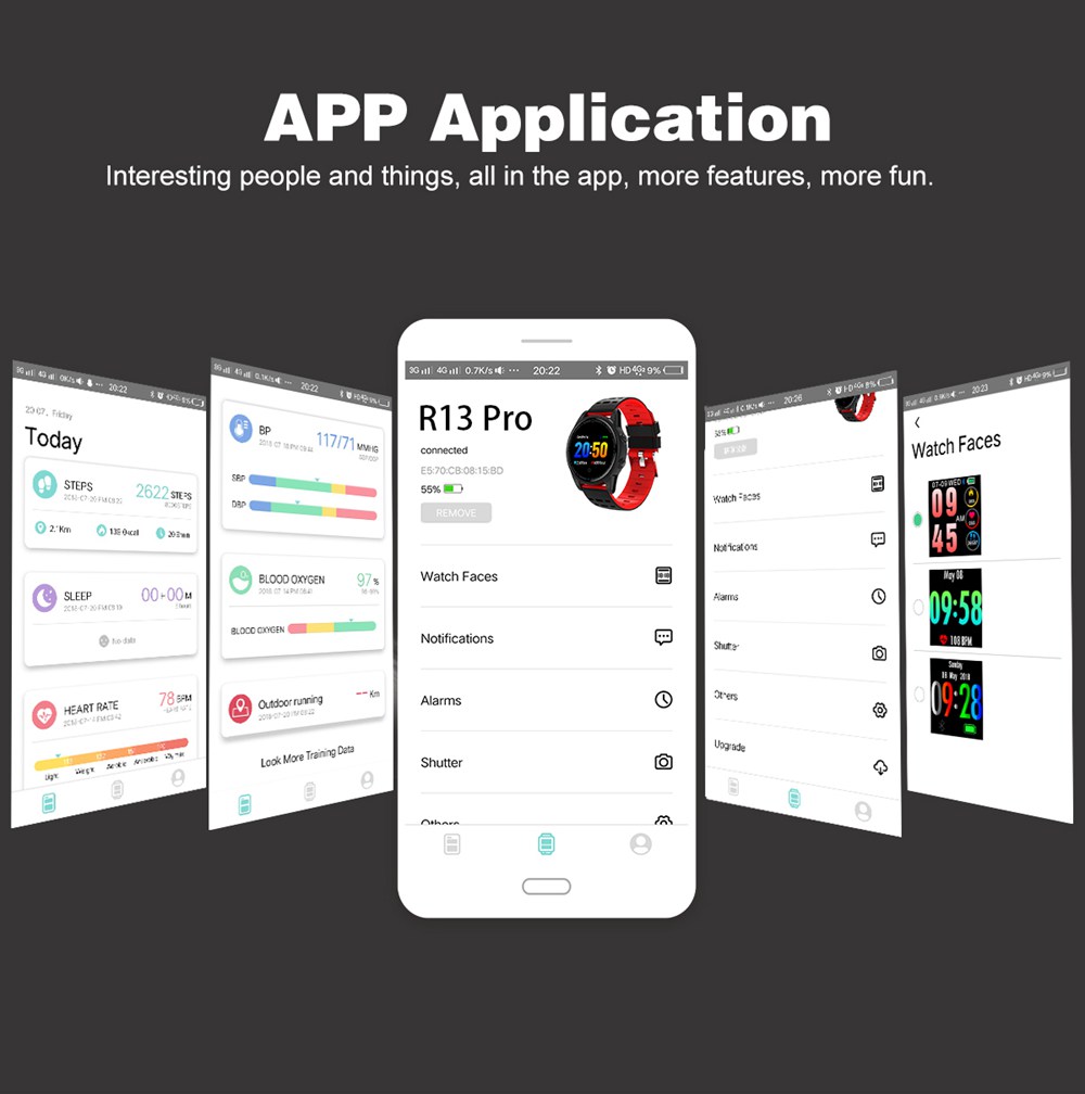 R13 Pro SmartWatch 1.22 Inch IPS Screen IP67 Heart Rate Blood Pressure Monitor Silicon Strap - Silver&Green