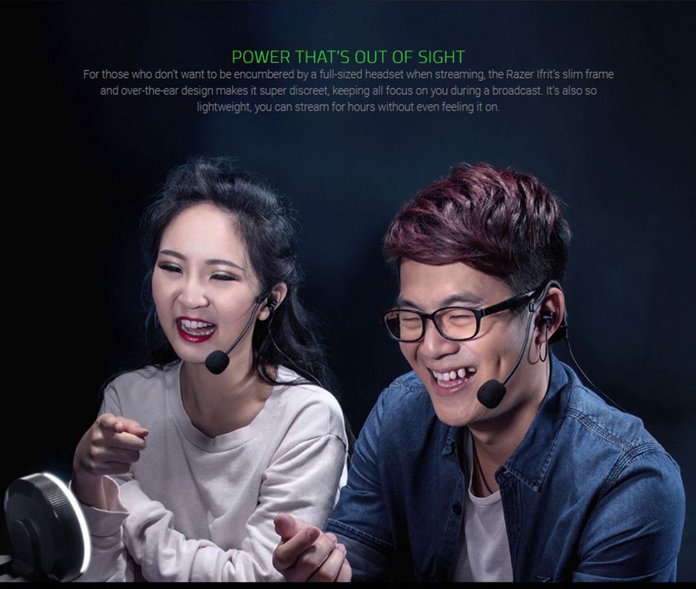 Razer Ifrit Pro-Grade Condenser Mic Gaming Broadcaster Headset with USB Audio Enhancer - Black