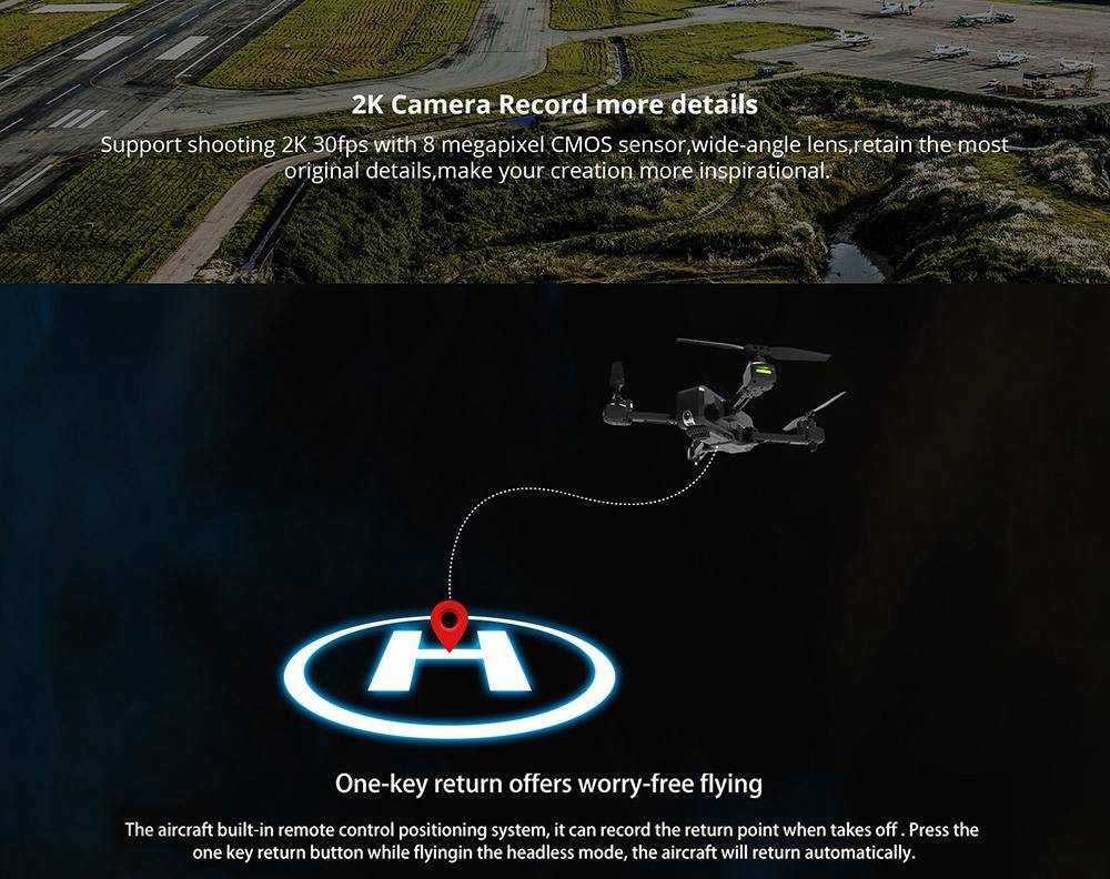 MJX X103W 5G WIFI GPS Foldable RC Quadcopter with 2K Camera Single-axis Mechanical Gimbal RTF - Two Batteries