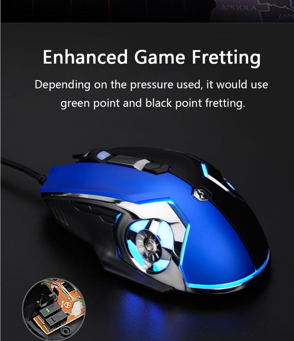 Ajazz AJ120 USB Wired Gaming Mouse 6 Keys Customized Macro Programmable Buttons 3200DPI For Home Office - Black