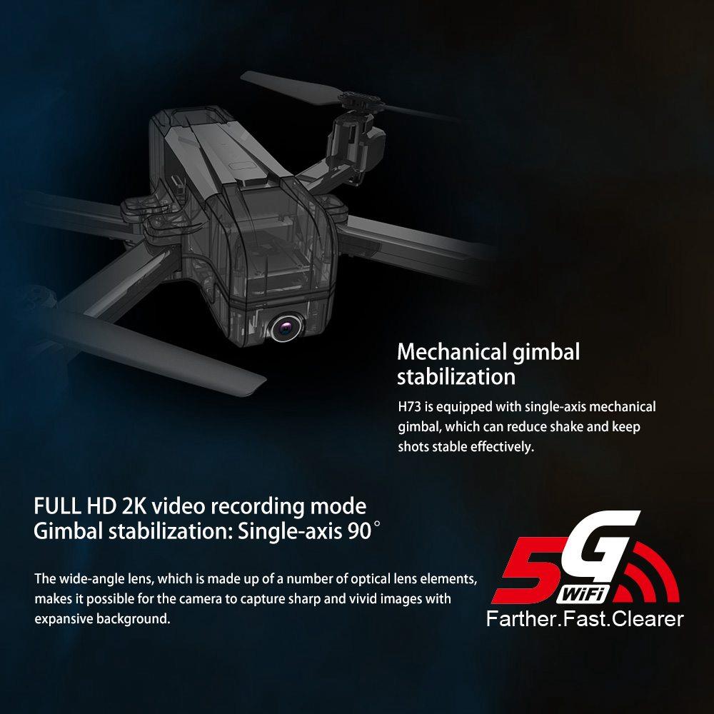 JJRC H73 5G WIFI FPV GPS Foldable RC Drone Quadcopter with 2K Camera Single-axis Gimbal RTF - Black
