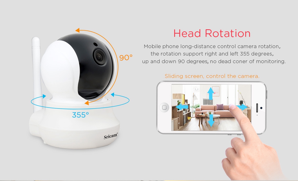 Sricam SP020 720P WiFi IP Camera H.264 CMOS Two-way Audio Night Vision Motion Detection Security Camera -White