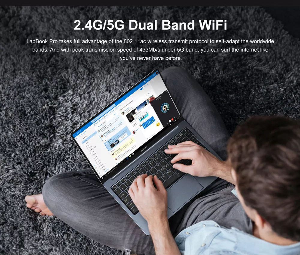Chuwi Lapbook Pro Laptop Intel Gemini Lake N4100 Quad Core 14.0" IPS 1920*1080 Windows 10 4GB RAM 64GB ROM - Grey