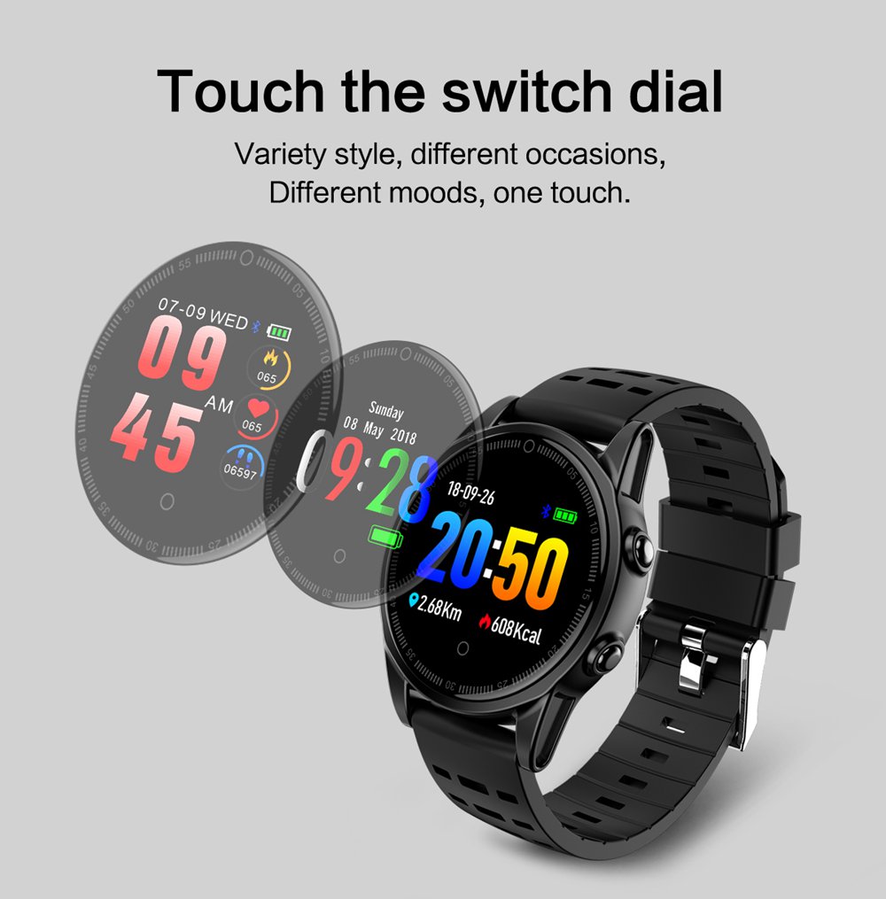 R13 Pro SmartWatch 1.22 Inch IPS Screen IP67 Heart Rate Blood Pressure Monitor Silicon Strap - Silver&Green