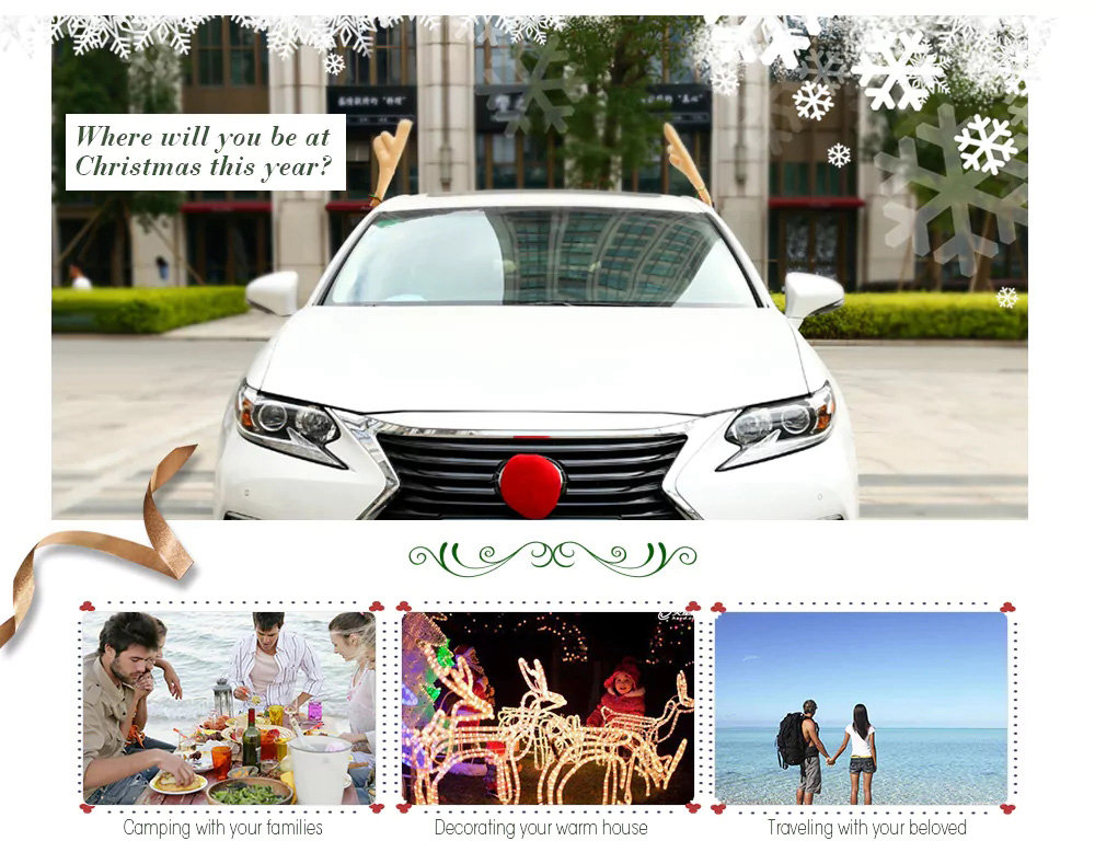 Faddish Christmas Antlers And Nose For Car Decoration Car Adornment - Brown