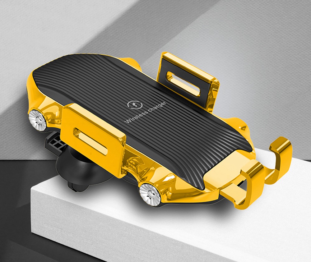 Smart Wireless Car Charger X343 Fast Charging Automatic Clamping Retractable Bracket Air Vent Phone Holder - Black