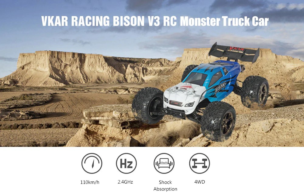VKAR Racing BISON V3 1/10 2.4G 4WD Off-road Monster Bruggy RC Car With Matel Bottom Plate RTR