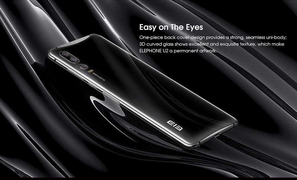 Elephone U2 6.26 Inch 4G LTE Smartphone MT6771T P70 6GB 128GB 16.0MP+5.0MP+2.0MP Three Rear Cameras Android 9.0 - Black