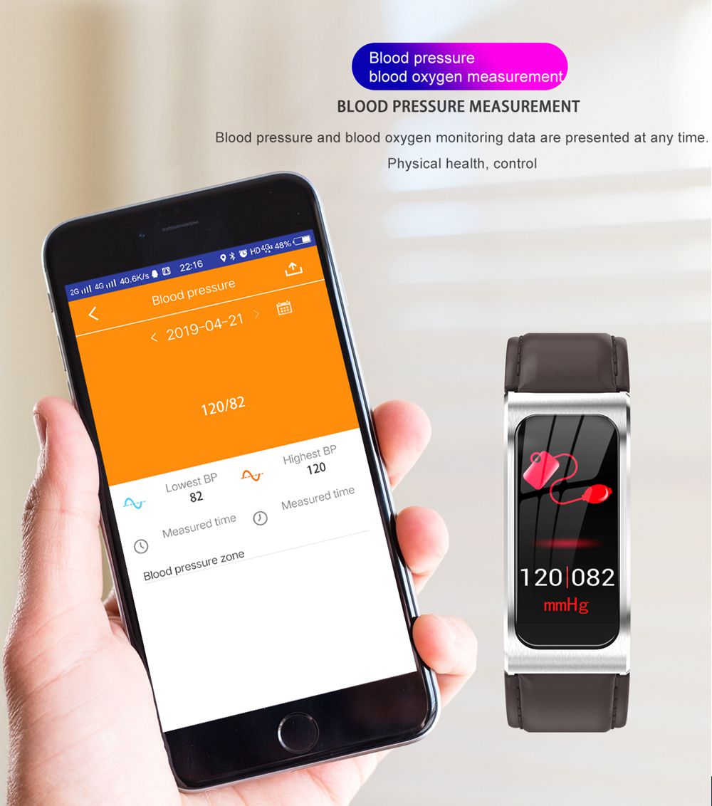 Makibes AK12 Smart Bracelet 1.14 Inches Screen IP68 Water Resistant Heart Rate Blood Pressure Monitor Fitness Tracker Metal Strap - Silver