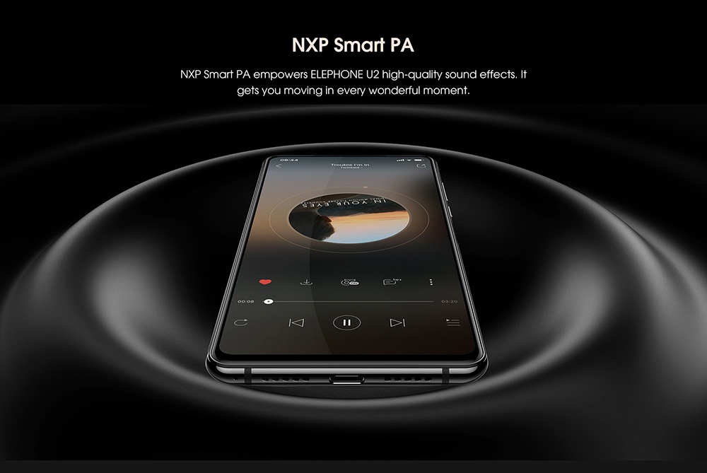 Elephone U2 6.26 Inch 4G LTE Smartphone MT6771T P70 6GB 128GB 16.0MP+5.0MP+2.0MP Three Rear Cameras Android 9.0 - Black