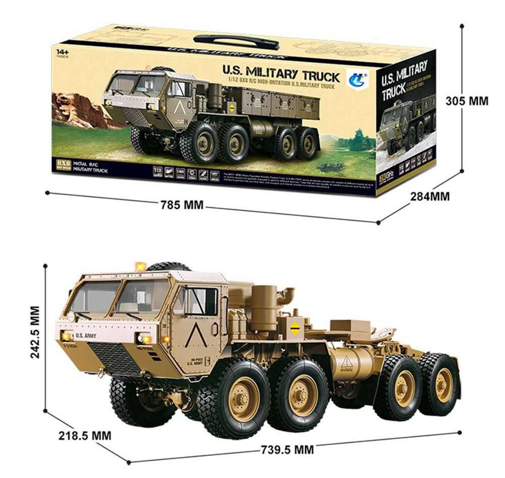 HG HG-P802 M983 Light Sound Function Version 2.4G 8CH 1:12 8x8 US Army Military Truck RC Car Without Battery Charger