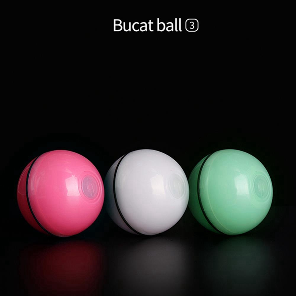 Automatic Cat Teasing LED Flash Rolling Ball for Dogs Cat Toys With 2 pcs Cat Teasing Sticks - White