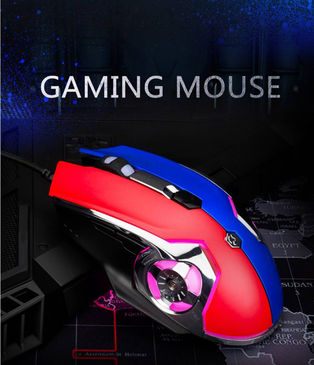 Ajazz AJ120 USB Wired Gaming Mouse 6 Keys Customized Macro Programmable Buttons 3200DPI For Home Office - Black