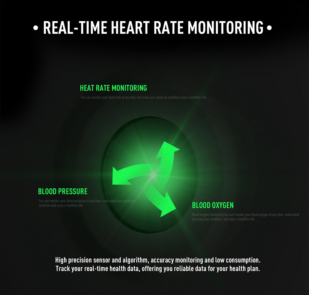 Model-KW19 SmartWatch 1.3 Inch TFT HD Screen IP67 Bluetooth 4.0 Heart Rate Blood Pressure Monitor - Black