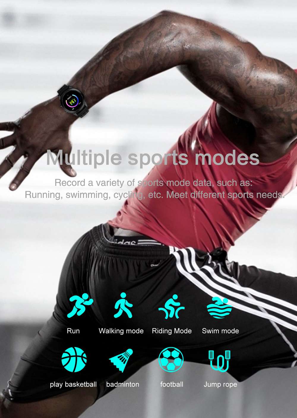 R13 Pro SmartWatch 1.22 Inch IPS Screen IP67 Heart Rate Blood Pressure Monitor Silicon Strap - Silver&Green