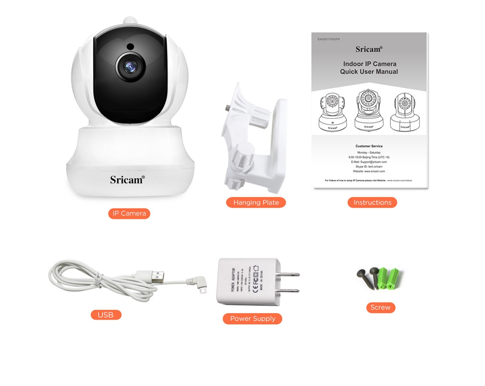 Sricam SP020 720P WiFi IP Camera H.264 CMOS Two-way Audio Night Vision Motion Detection Security Camera -White
