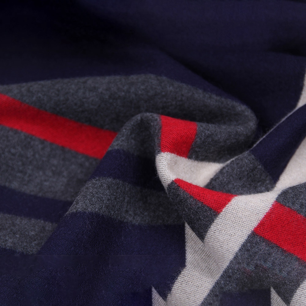 S04 Men Classic Business Imitation Cashmere Striped Plaid Warm Scarf 30x180CM - Navy Blue