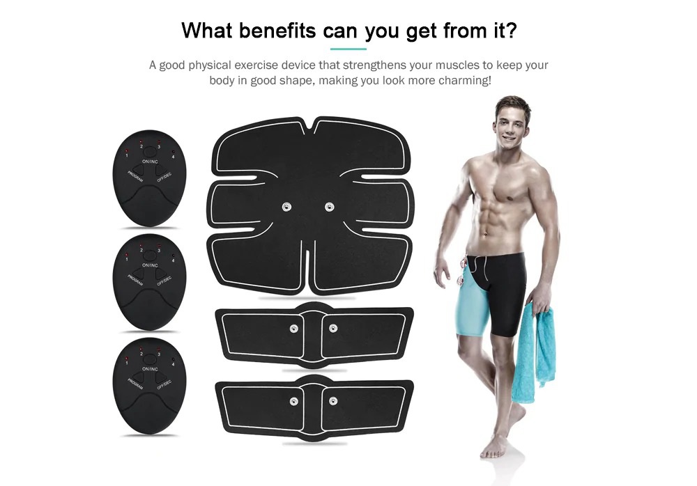 Abdominal Muscle Trainer Apparatus Home Use Electric Body-building Fitness Machine Battery Version - Black