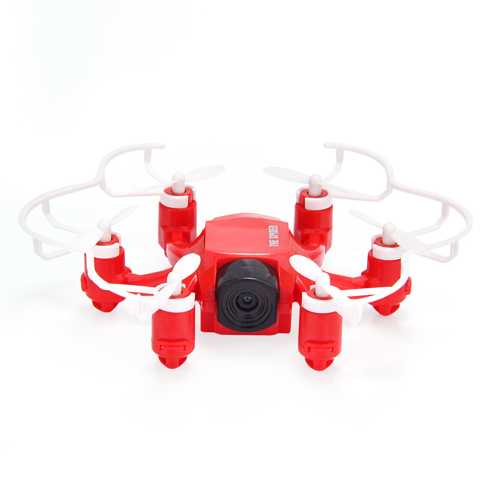 FQ777-126C MINI Spider Drone 2MP HD Camera 3D Roll One Key to Return Dual Mode 4CH 6Axis Gyro RC Hexacopter - Red
