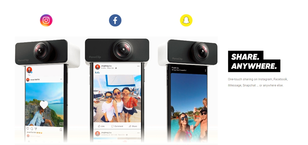 Panoclip 360 Degree Panoramic Lens Filter Double 180 Degree Fisheye Lenses For iPhone X - Black + White