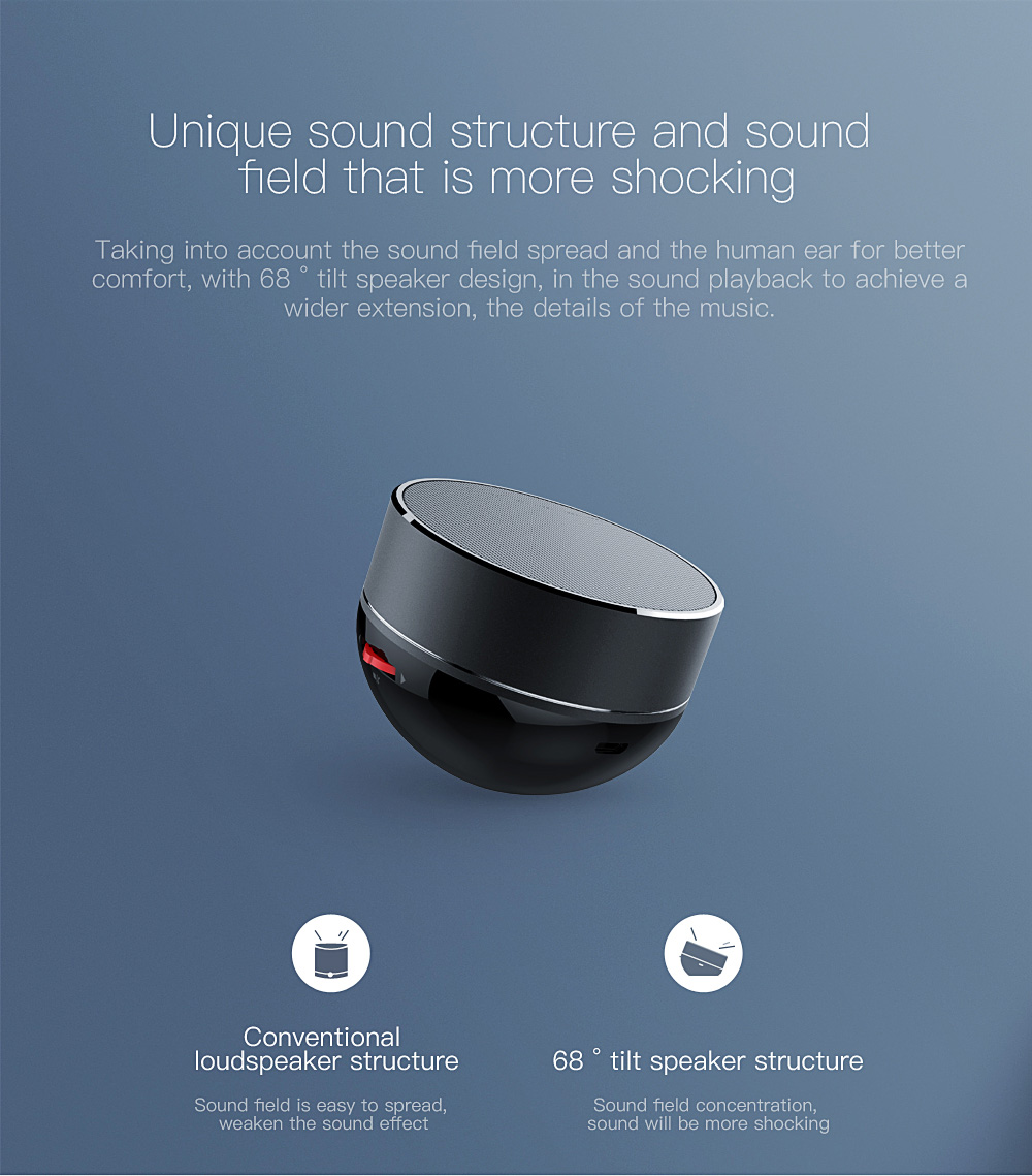 QCY QQ800 Wireless Bluetooth Speaker Mini Metal Music Player Support TF Card USB Connection - Black