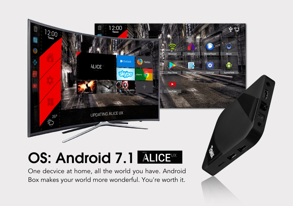 Tanix TX3 Max Android 7.1 Amlogic S905W 2GB/16GB Support ALICE UX 4K TV Box WIFI Bluetooth LAN