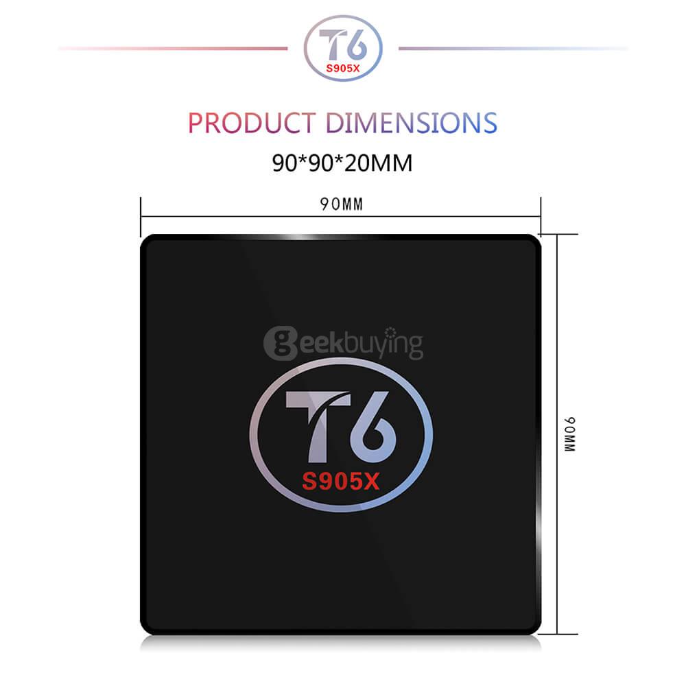 T6 Android 6.0 Marshmallow Amlogic S905X TV BOX 4K 60FPS 8GB eMMC 802.11b/g/n LAN H.265