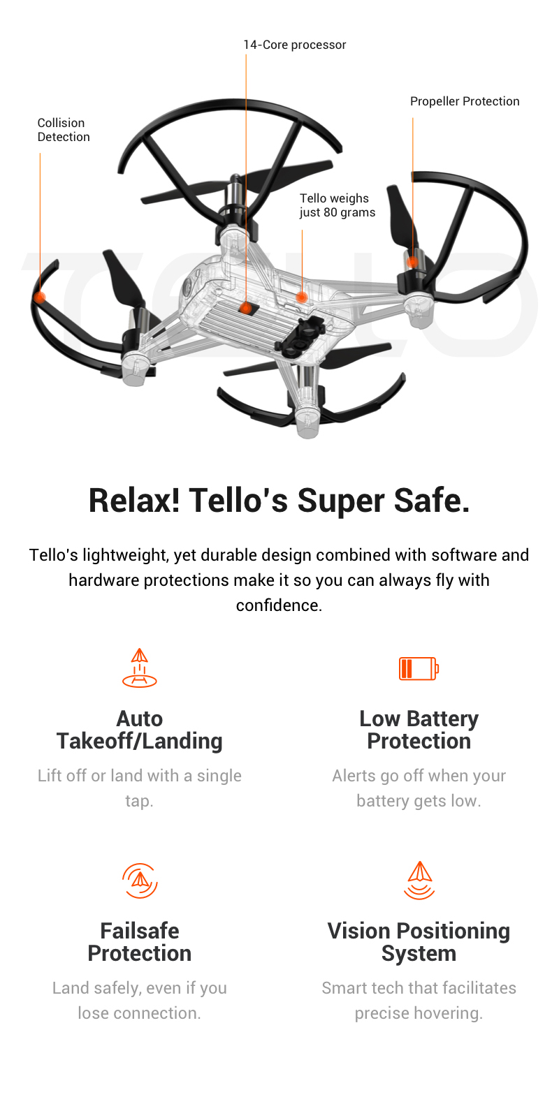 DJI Tello 720P WIFI FPV RC Drone with 5MP HD Camera Intel Processor STEM Coding - BNF