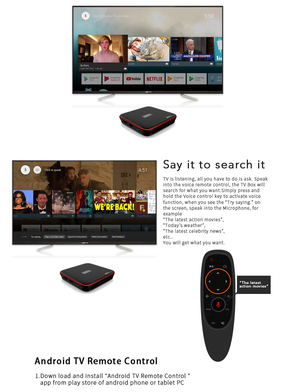 MECOOL M8S PRO W Android TV 7.1 Amlogic S905W Support Stalker MAG25X KODI 17.3 4K TV Box 1GB/8GB WIFI LAN H.265 HDR