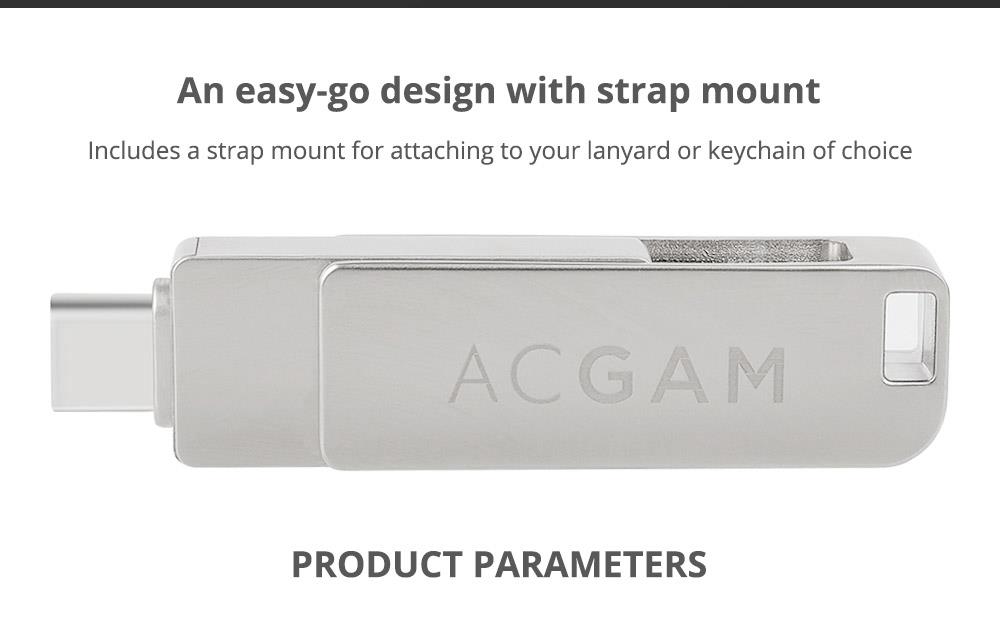 ACGAM C1 32GB USB Flash Drive USB3.0 Type C Key Type Interface Reading Speed 70MB/s - Silver