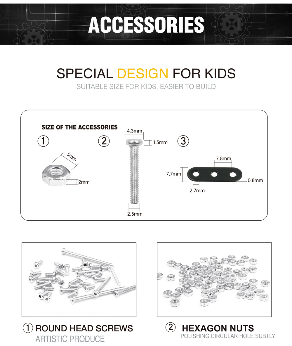 SW SW-006 582PCS DIY Stainless Steel Engineering Vehicle Alloy Assembling Educational Toys