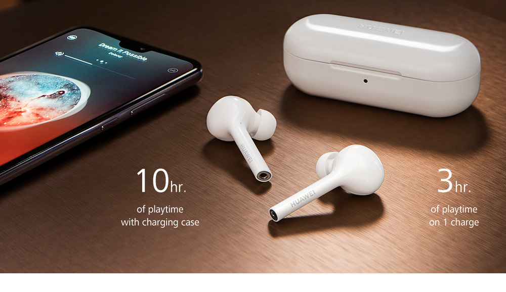 Original HUAWEI FreeBuds Wireless Bluetooth Earphones with Mic Auto Connect Balanced Armatures + Dynamic Drivers Double-Tap Control 10 Hours Playtime