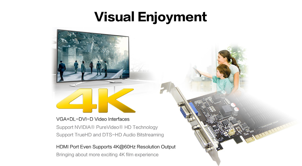 Yeston NVIDIA GeForce GT 710 1GD3 1GB DDR3 64bit Desktop Gaming Graphics Card For VGA HDMI DVI-D Port Computer Video Card GDDR3 PC For PCI-E X8 2.0 - Black