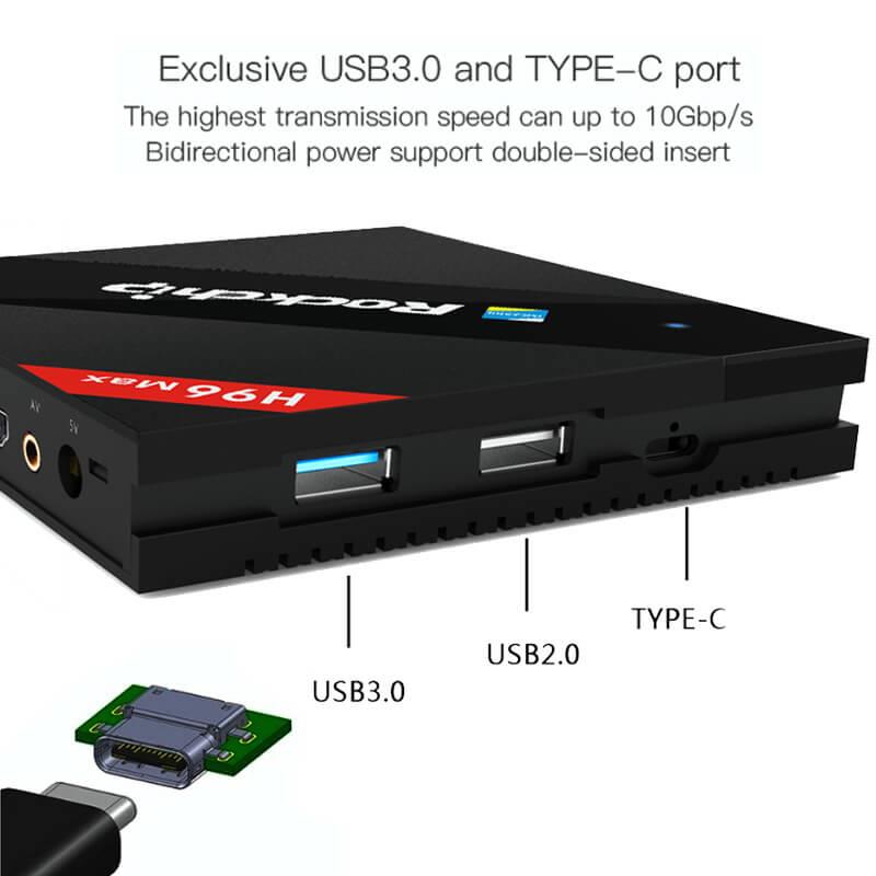 Bundle H96 MAX RK3399 Hexa Core 2.0Ghz 4GB/32GB 4K TV BOX + Rii i8+ 2.4G Wireless Israel Hebrew Language Keyboard White