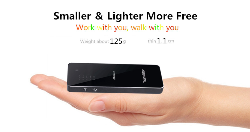 Binai T9-4G Smart Voice Translator 44 Languages Mini Bluetooth 4.0 2.4 Inch LCD - Black