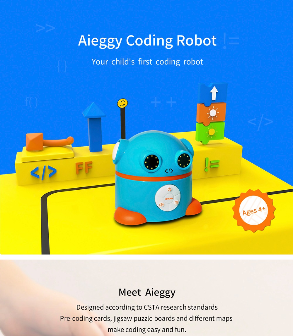 Aieggy v2 Command Card Coding Robot Toy Puzzle Game Basic Edition For Children - Blue