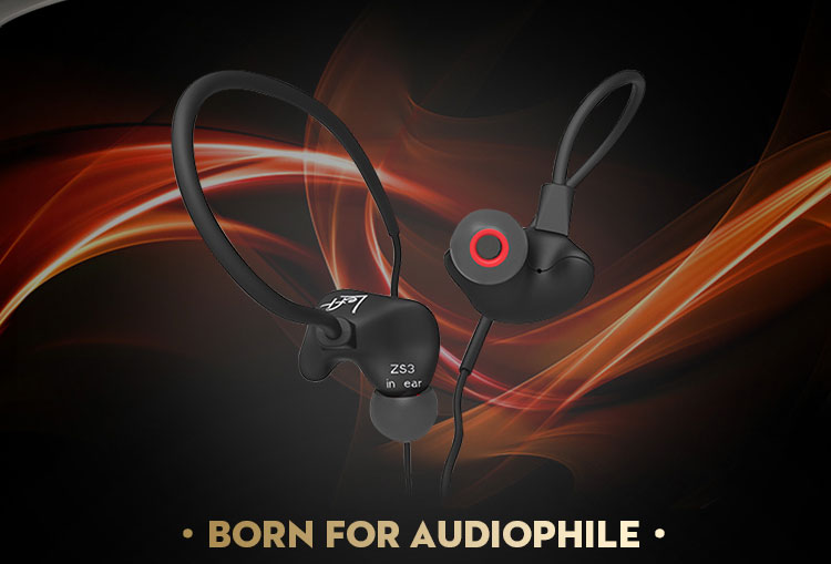 KZ ZS3 Noise Cancelling In-ear Earphones HiFi Stereo Sports Headset Bass Earbuds With Microphone - Black