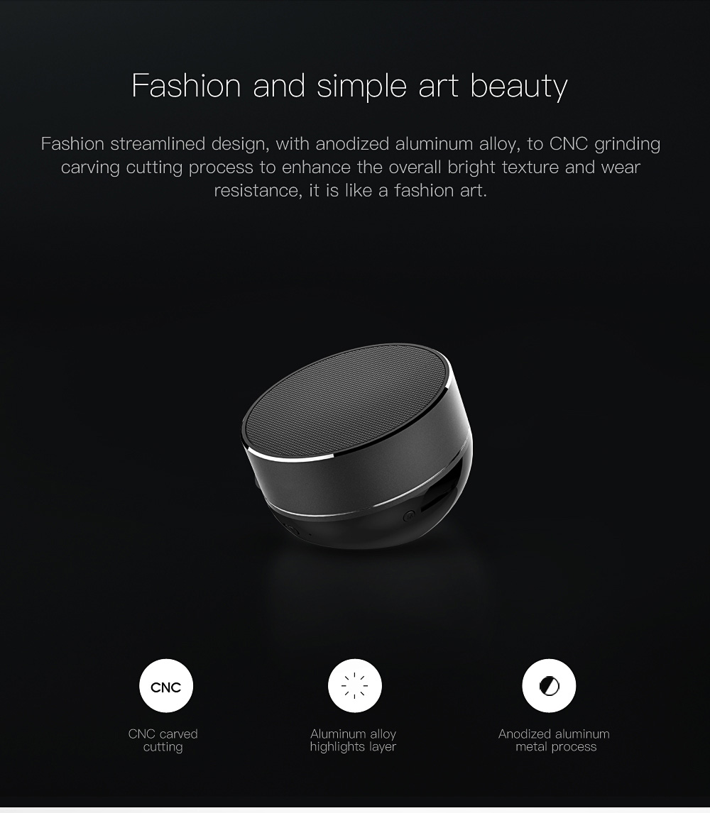 QCY QQ800 Wireless Bluetooth Speaker Mini Metal Music Player Support TF Card USB Connection - Black