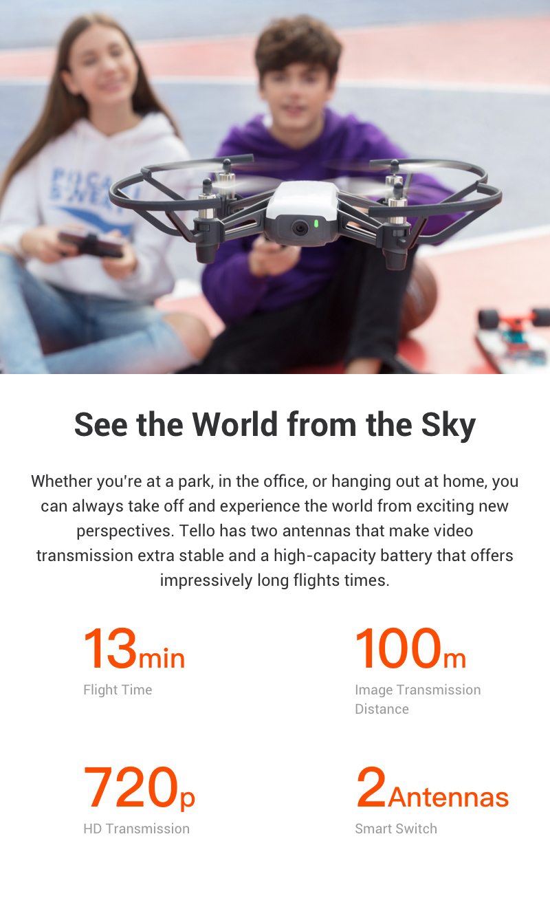 DJI Tello 720P WIFI FPV RC Drone with 5MP HD Camera Intel Processor STEM Coding - BNF