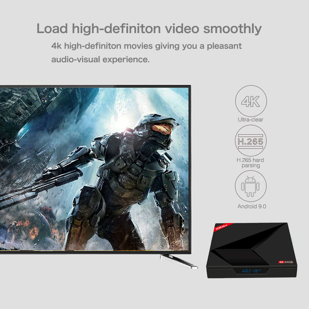 X88 MAX+ Android 9.0 4GB/64GB RK3328 4K TV Box with LED Display Netflix HD KODI 18.0 Dual Band WiFi Bluetooth USB3.0 VP9 H.265
