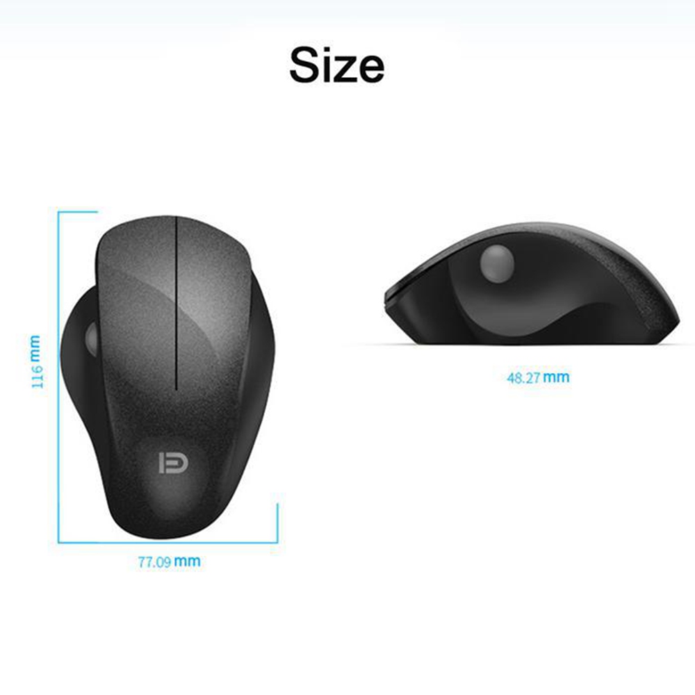 FD I930 Wireless Mouse Side Roller 3 Buttons 1600 DPI Ergonomic Ambidextrous - Black