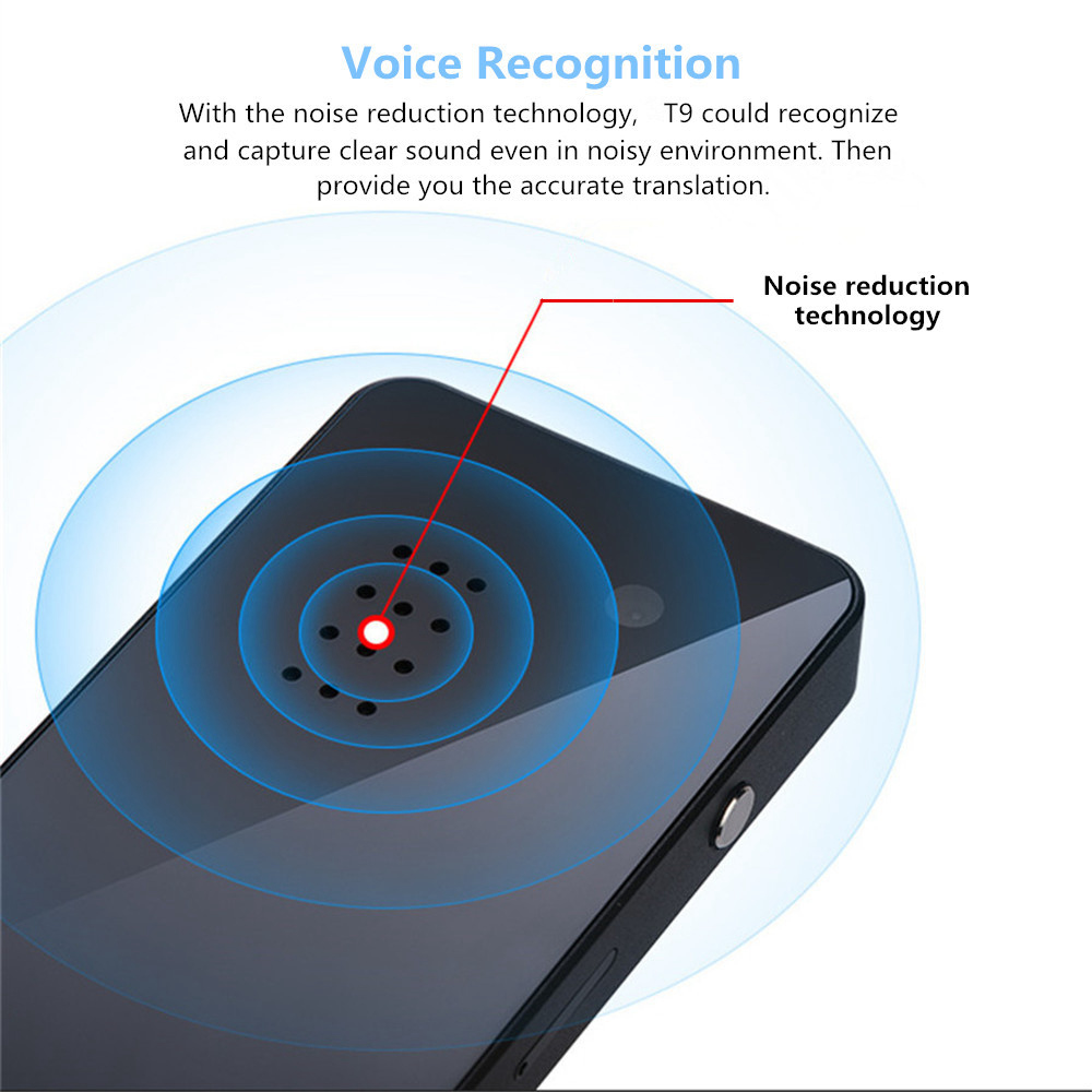 Binai T9-4G Smart Voice Translator 44 Languages Mini Bluetooth 4.0 2.4 Inch LCD - Black