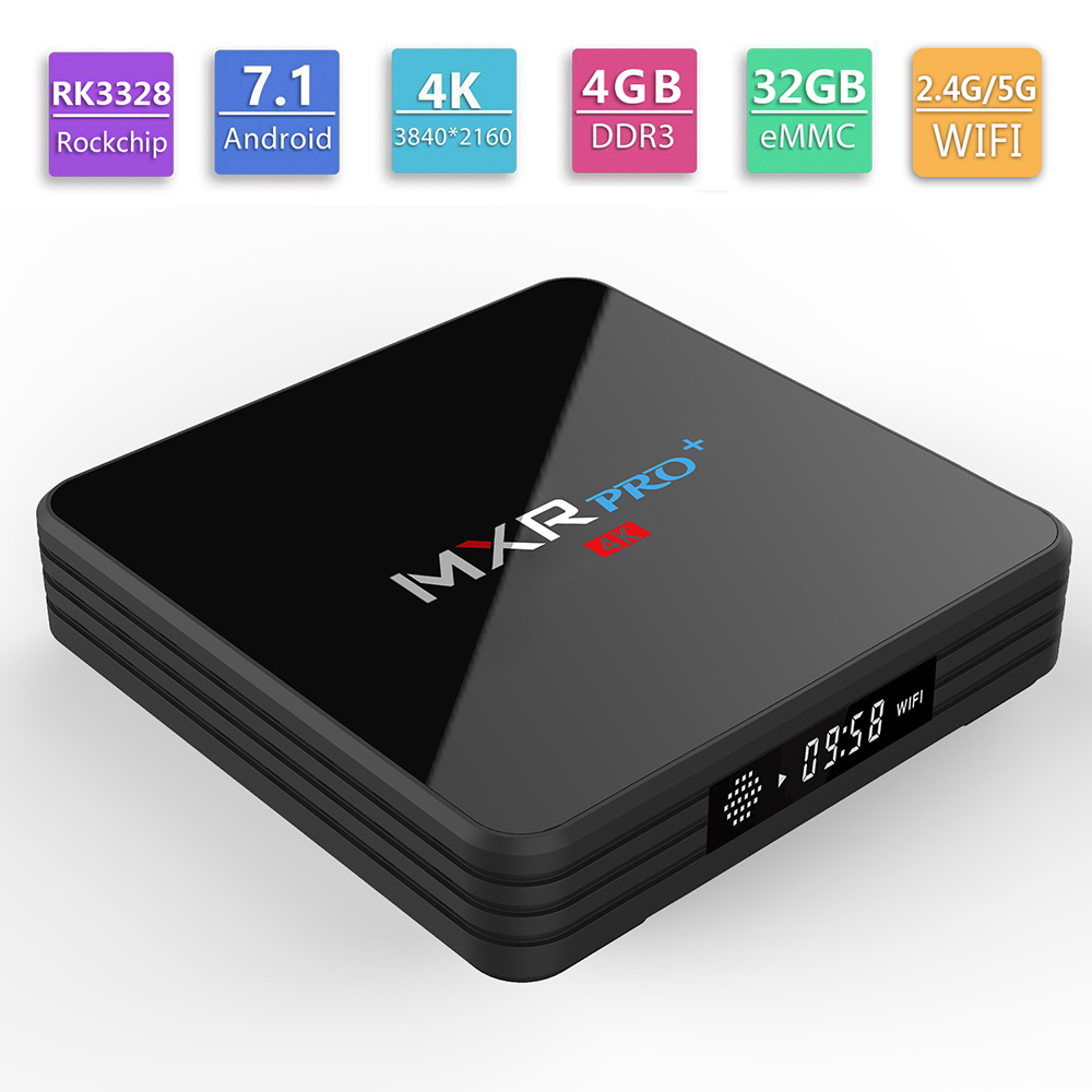 Bundle MXR PRO+ KODI 17.3 4GB/32GB Android 7.1.1 RK3328 4K HDR TV BOX 2.4G/5G WIFI LAN VP9 Bluetooth HDMI USB3.0 + iPazzPort 2.4GHz Wireless Keyboard