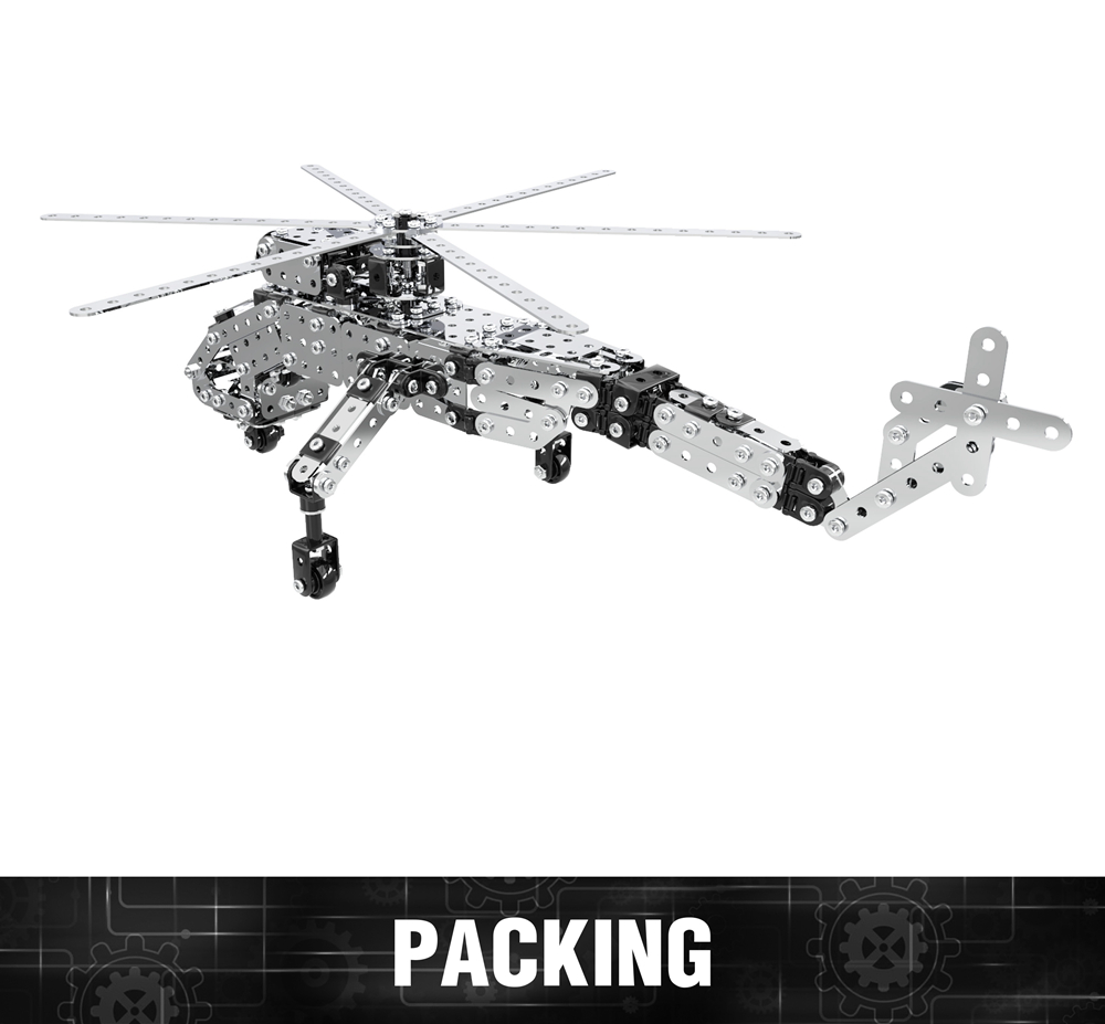 SW SW-023 660PCS DIY Stainless Steel Lifting Helicopter Military Aircraft Alloy Assembling Educational Toys