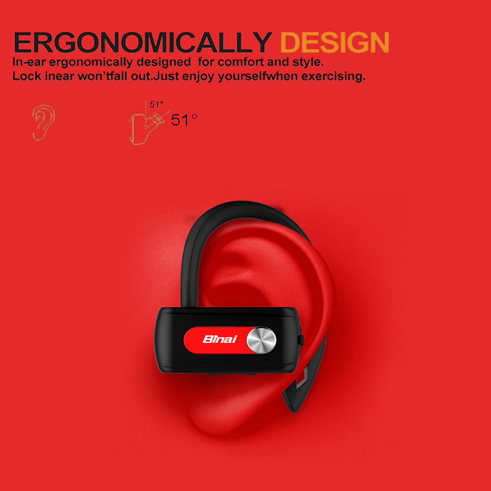 Binai T88 Wireless Bluetooth Stereo Dual Headphones with Mic DSP Noise Reduction - Black + Silver